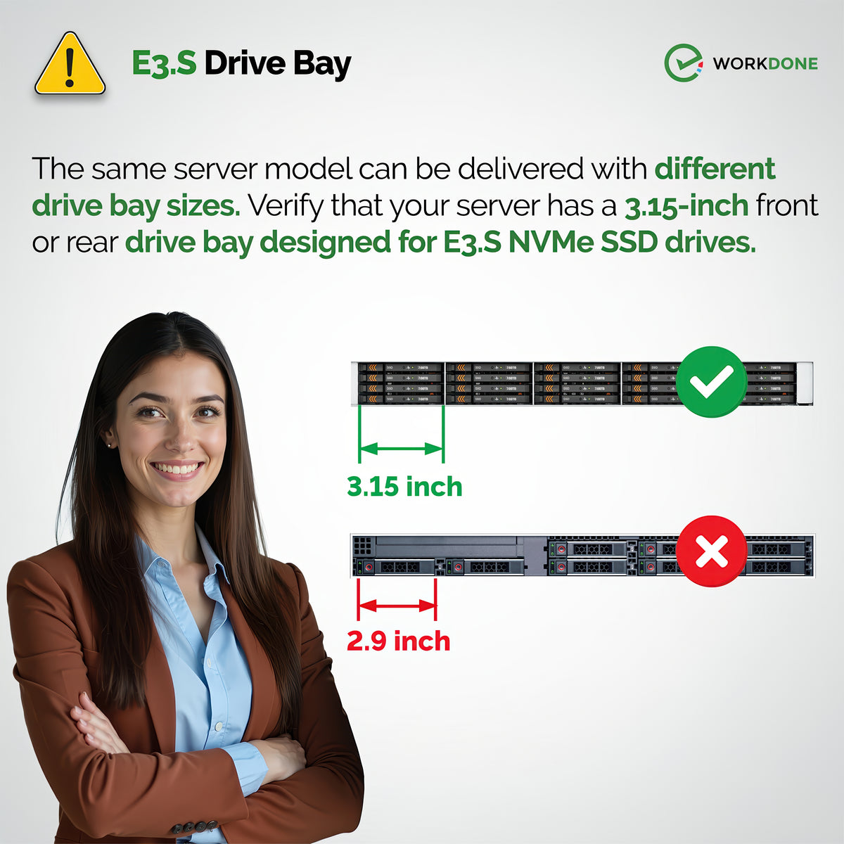 E3.S NVMe ドライブキャディ – 3.15インチ EDSFF ホットプラグ