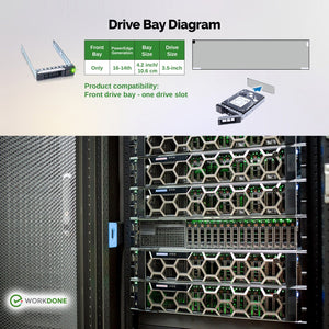 WORKDONE علبة محرك الأقراص الصلبة مقاس 3.5 بوصة - Dell Poweredge  WH5D2 0Y796F 0X7K8W متوافق