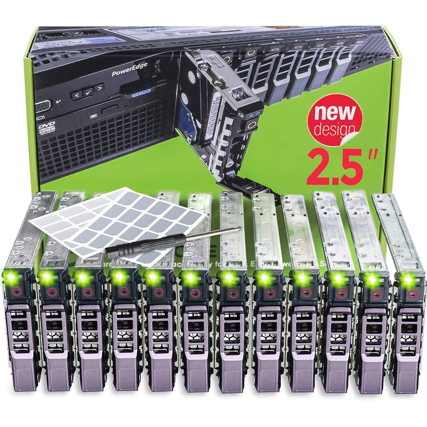 WORKDONE 12 Pack 2.5-inch Hard Drive Caddy for Dell PowerEdge Servers