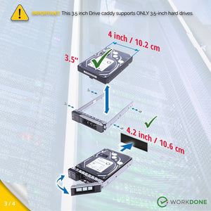 WORKDONE Paquete de 2 unidades de disco duro de 3,5 pulgadas para los servidores R6415 R7415 R7425