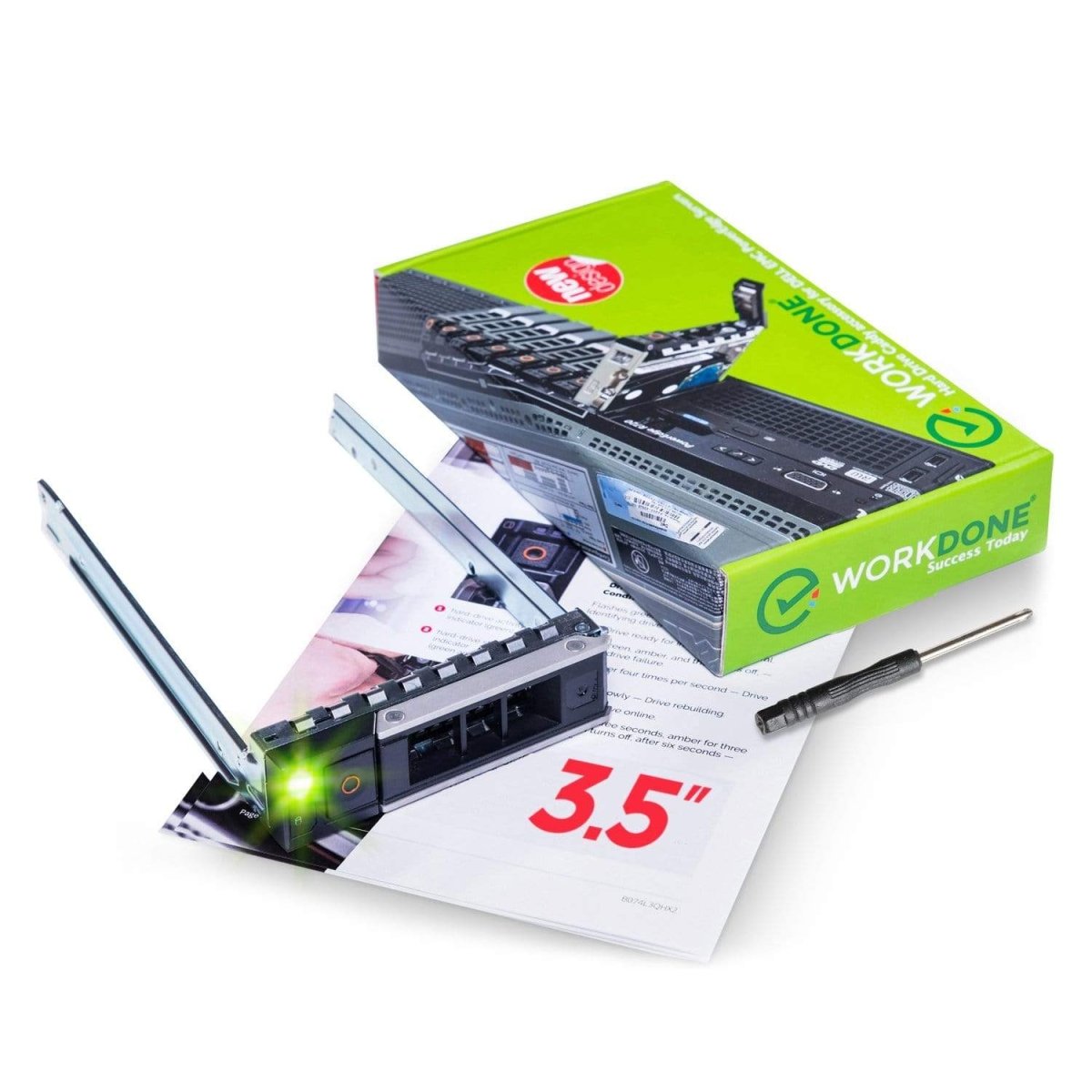 WORKDONE 4-Pack – 3,5 inch Harde Schijf Caddy – Compatibel met Dell PowerEdge Servers – Gedetailleerde installatiehandleiding - Stickerlabels voor wisselslede – Schroevendraaier – Schroeven HDD-lade WORKDONE 4-Pack – 3,5 inch Harde Schijf Caddy – Compatibel met Dell PowerEdge Servers – Gedetailleerde installatiehandleiding - Stickerlabels voor wisselslede – Schroevendraaier – Schroeven HDD-lade