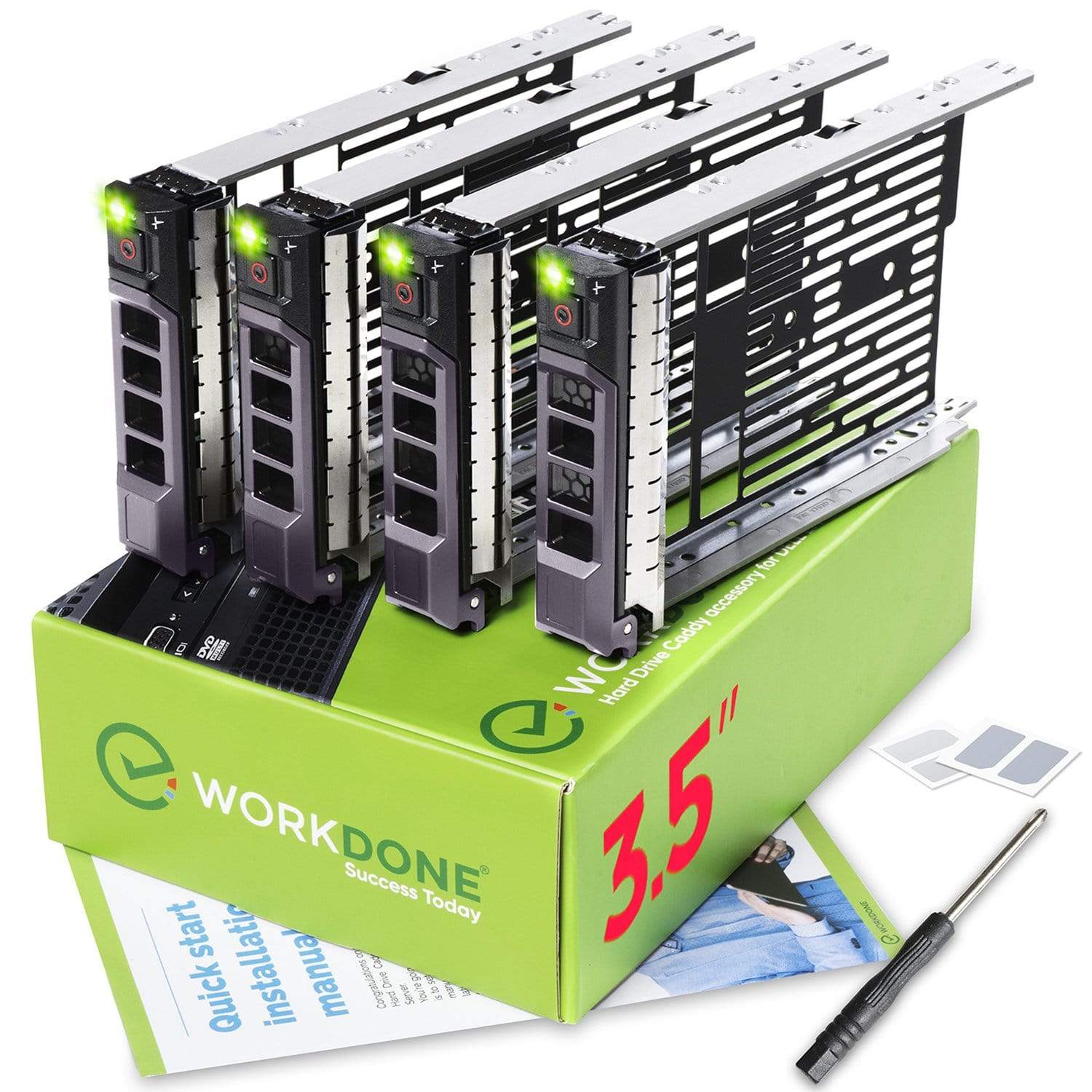 WORKDONE  Tray Paquete de 4 unidades de disco duro de 3,5 para servidores Dell
